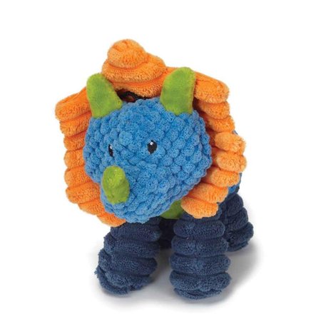 BUFFFUERTE Jurassic Cord Crew Triceratop Dog Toy, Blue - Small BU1666161